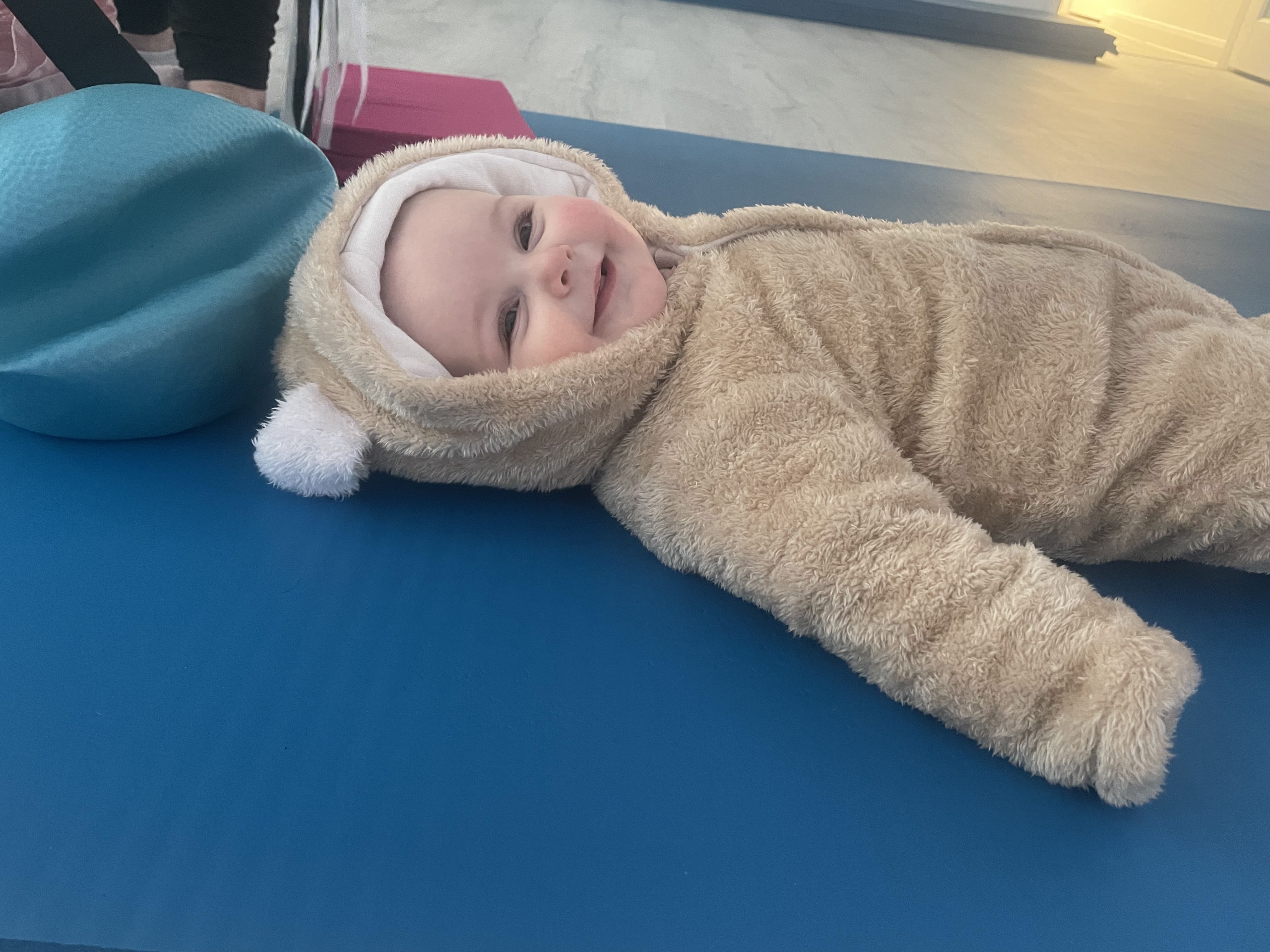 Mum and baby at a postnatal Pilates class in Baldock, Hertfordshire