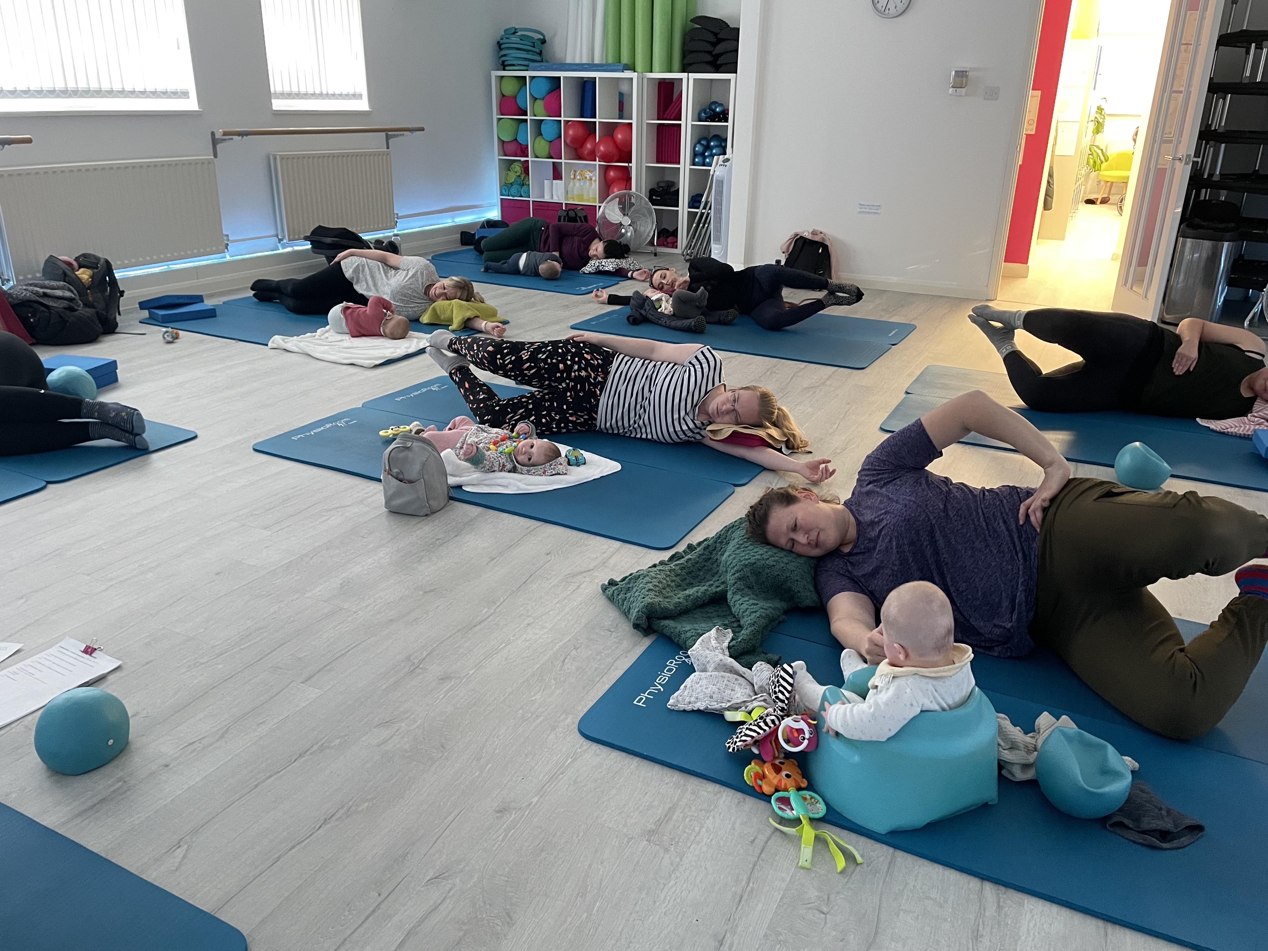 Postnatal Pilates class in progress at the Baldock studio